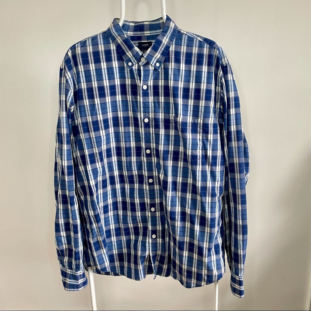 JCrew Secret Wash Blue Plaid Shirt